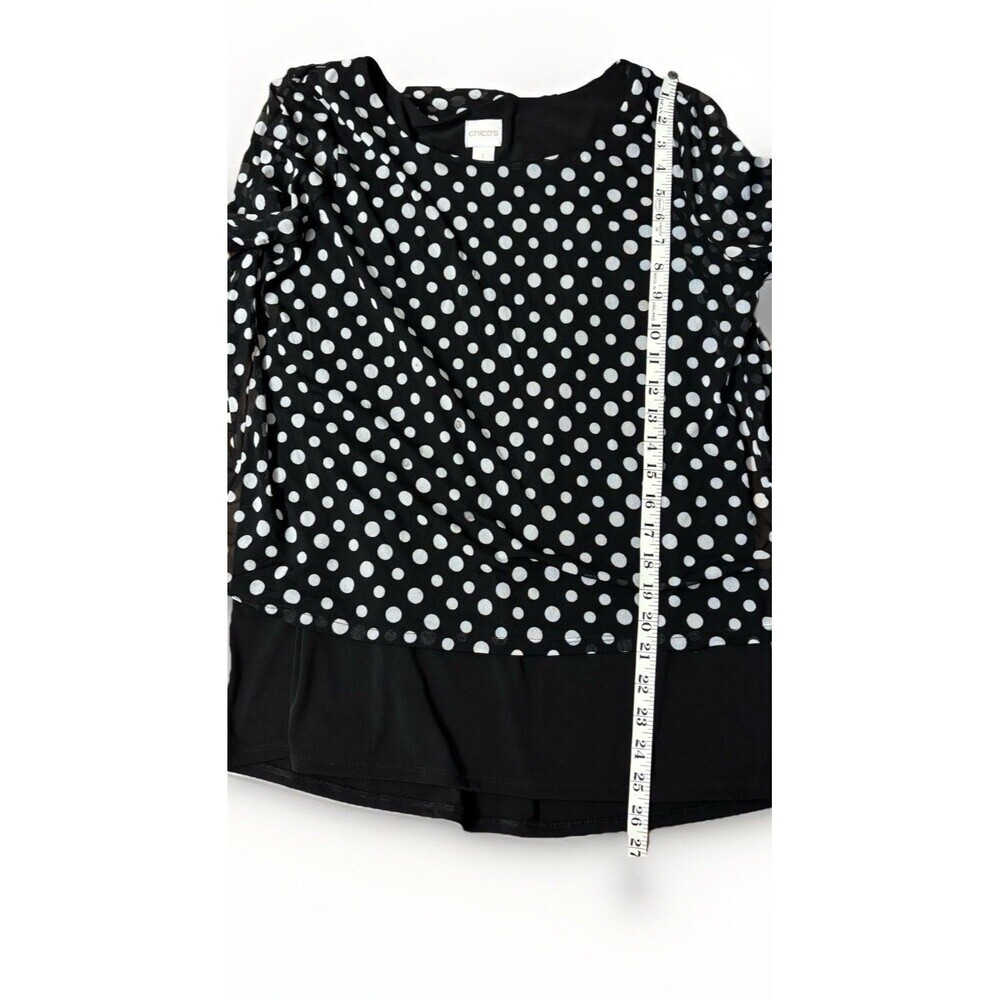 Chicos Top Black White Sheer Polka Dot Overlay Size 1 (Women’s Medium) - Picture 6 of 6